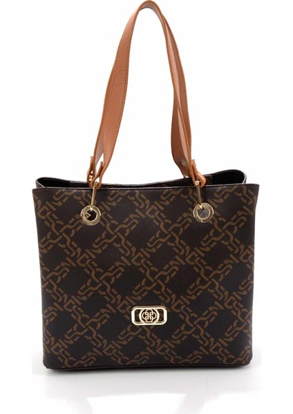 Kahve Baskı Detaylı Kadın Omuz Çantası C06619610510