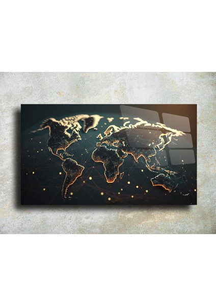 Dünya Temalı Cam Tablo Duvar Dekoru 3
