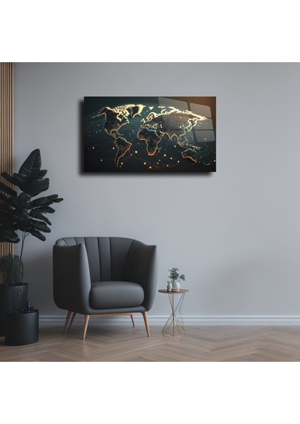 Dünya Temalı Cam Tablo Duvar Dekoru 3 fiyatları