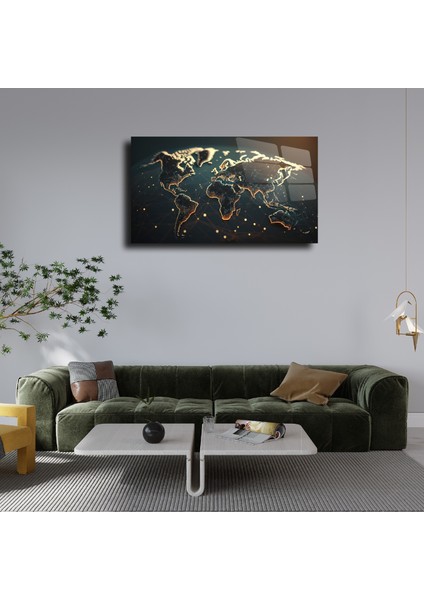 Dünya Temalı Cam Tablo Duvar Dekoru 3 fırsatları