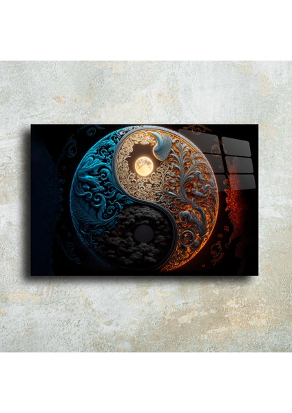 Ying Yang Enerji Cam Tablo Duvar Dekoru