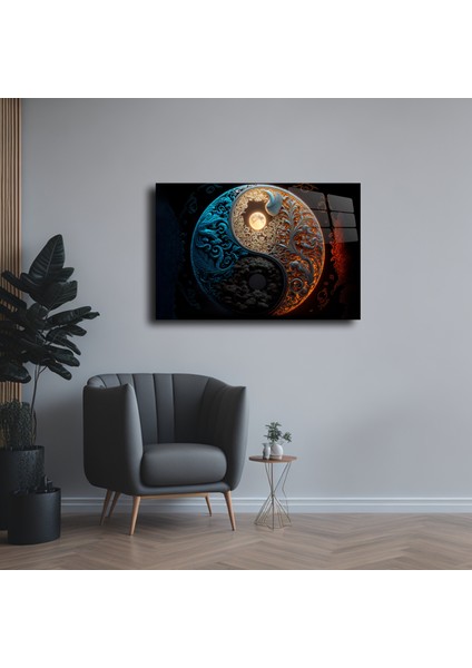 Ying Yang Enerji Cam Tablo Duvar Dekoru