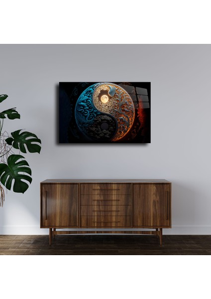 Ying Yang Enerji Cam Tablo Duvar Dekoru