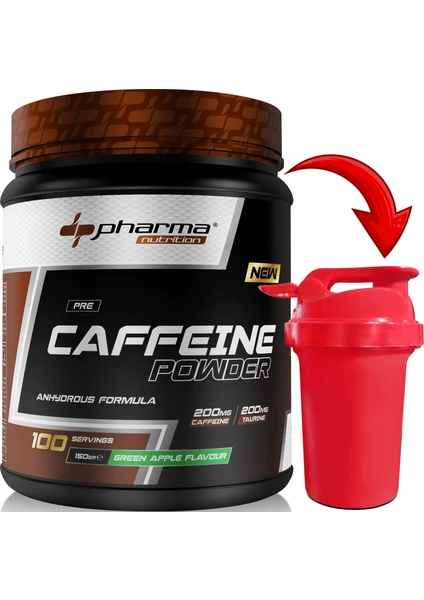 Nutrition Caffeine 200 Mg, Taurine 200 Mg, 100 Servis 150 gr Yeşil Elma Aromalı Kafein Shaker Hediyeli