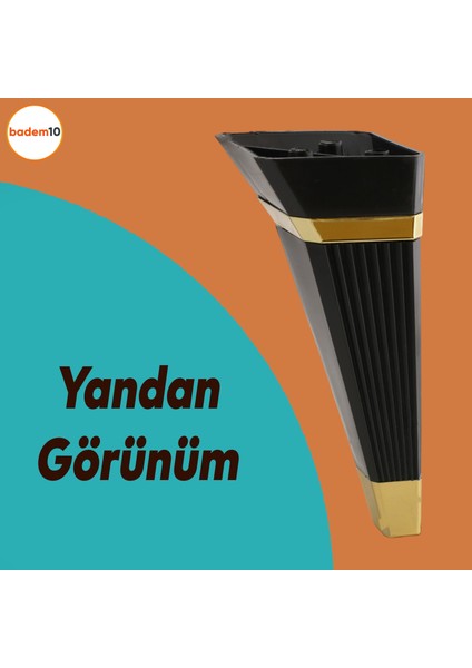 Alcazar Lüks Mobilya Kanepe Sehpa Tv Ünitesi Koltuk Ayağı Baza Ayakları 23 Cm Siyah Altın modelleri