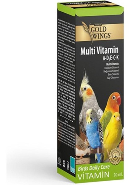 Gold Wings Premium Multi Vitamin A-D3-E-C-K (Tüy Oluşum Destek) 20CC