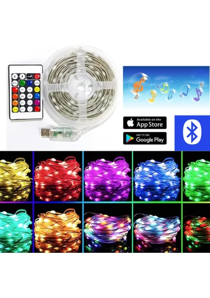 Yeni Model Bluetoothlu USB LED Işık 10 Metre Rgb Çok Renkli Sese Duyarlı Çok Modlu