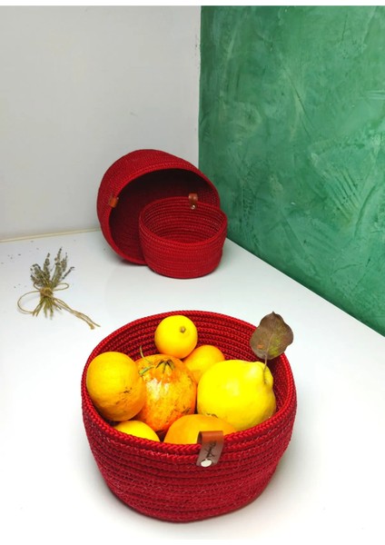 Jüt Hasır Sepet Takımı, El Dokuma, Çok Amaçlı Sepet, Banyo ve Mutfak Organizeri
