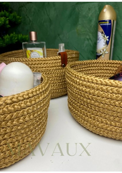 Jüt Hasır Sepet Takımı, El Dokuma, Çok Amaçlı Sepet, Banyo ve Mutfak Organizeri fiyatları