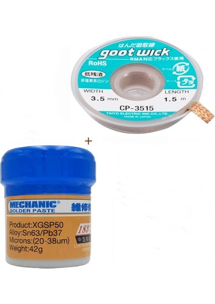 Mechanic Krem Lehim Sıvı Lehim Mechanic Solder Paste 42Gr Lehim Emme Temizleme Teli 3,5Mm