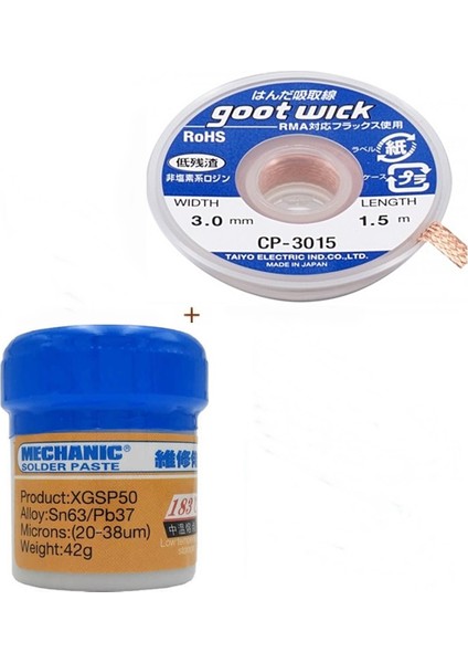 Mechanic Krem Lehim Sıvı Lehim Mechanic Solder Paste 42Gr Lehim Emme Temizleme Teli 3Mm