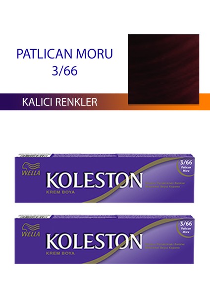 Wella Koleston 2 Adet Single Tüp Boya Saç Boyası Patlıcan Moru 3/66