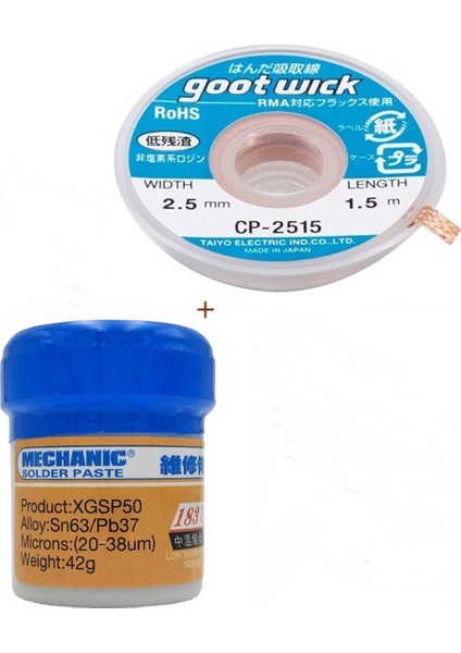 Mechanic Krem Lehim Sıvı Lehim Mechanic Solder Paste 42Gr Lehim Emme Temizleme Teli 2,5Mm