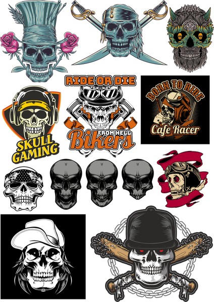 İskelet Sticker Set-3 13 Parça Telefon, Tablet, Defter, Laptop Sticker