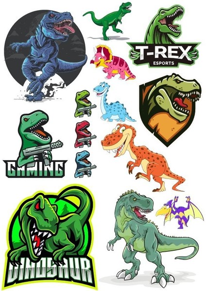 Dinazor Sticker Set-1 14 Parça Telefon, Tablet, Defter, Laptop Sticker