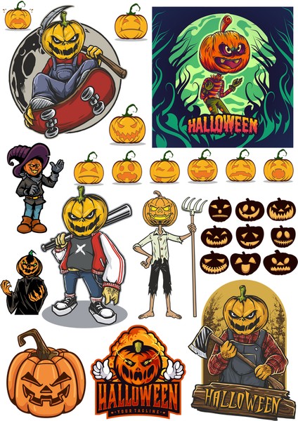 Happy Halloween Sticker Set-1 16 Parça Telefon, Tablet, Defter, Laptop Sticker