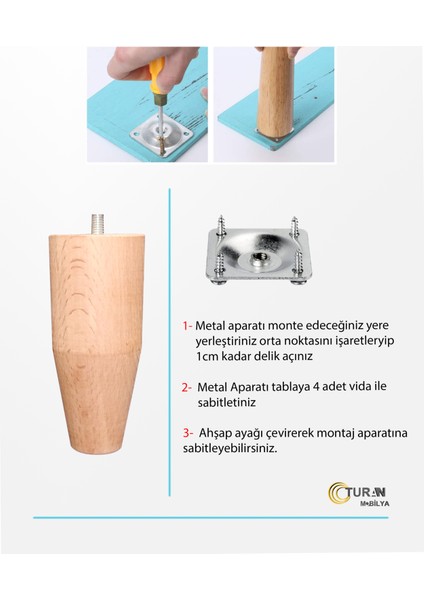 Koltuk Ayağı - Sehpa Ayağı - Baza Ayağı- Mobilya Ayağı-Çap (Kalınlık): 5.5 cm fiyatları