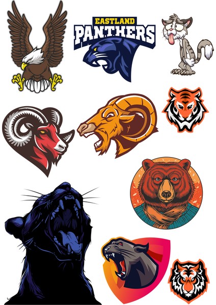 Agresif Hayvanlar Sticker Set-3 10 Parça Telefon, Tablet, Defter, Laptop Sticker