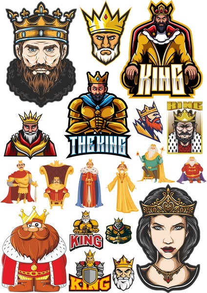 Kral Sticker Set-1 17 Parça Telefon, Tablet, Defter, Laptop Sticker