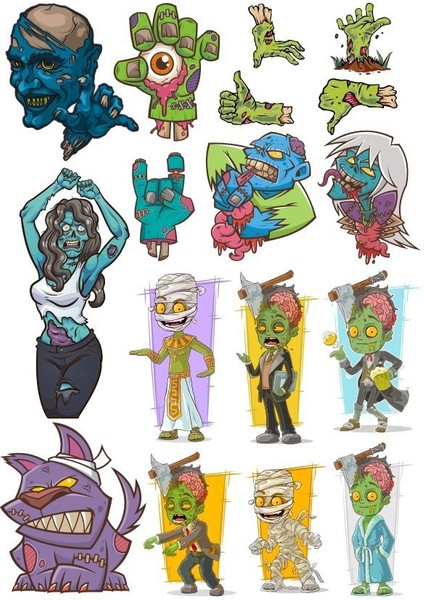 Zombi Sticker Set-3 18 Parça Telefon, Tablet, Defter, Laptop Sticker