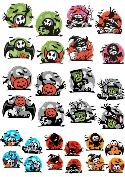 Happy Halloween Sticker Set-2 28 Parça Telefon, Tablet, Defter, Laptop Sticker