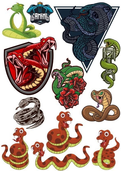 Yılan Sticker Set-2 12 Parça Telefon, Tablet, Defter, Laptop Sticker