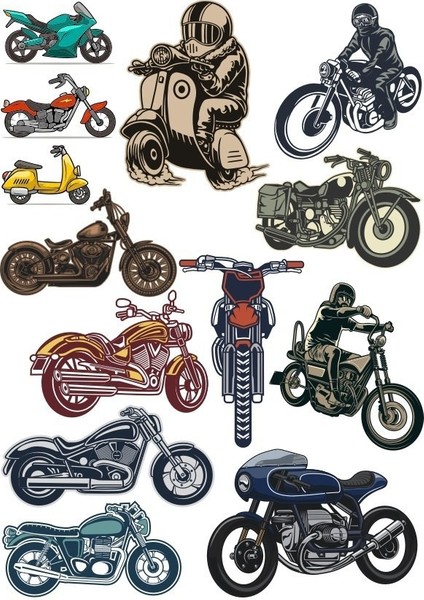 Motorcu Motorlar Sticker Set 15 Parça Telefon, Tablet, Defter, Laptop Sticker