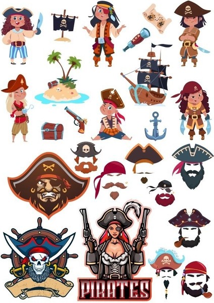 Korsanlar Sticker Set 15 Parça Telefon, Tablet, Defter, Laptop Sticker