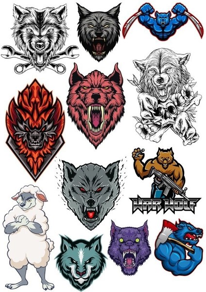 Kurt Wolf Sticker Set-3 13 Parça Telefon, Tablet, Defter, Laptop Sticker