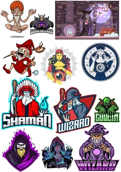 Shaman Büyücü Sticker Set-1 14 Parça Telefon, Tablet, Defter, Laptop Sticker
