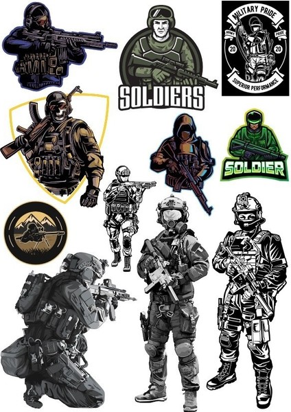 Asker Sticker Set-2 13 Parça Telefon, Tablet, Defter, Laptop Sticker