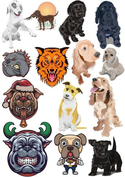 Köpek Sticker Set-3 13 Parça Telefon, Tablet, Defter, Laptop Sticker