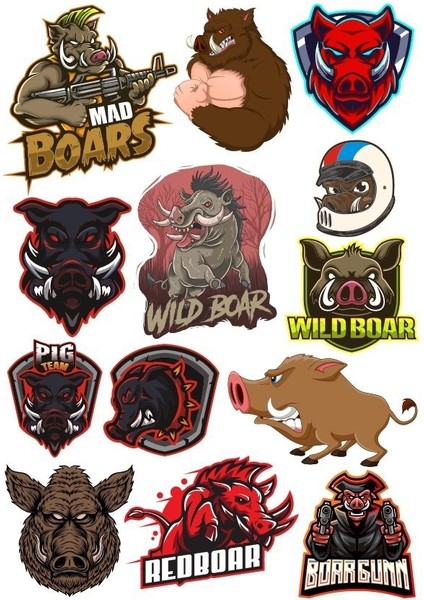 Kızgın Domuz Sticker Set-1 13 Parça Telefon, Tablet, Defter, Laptop Sticker