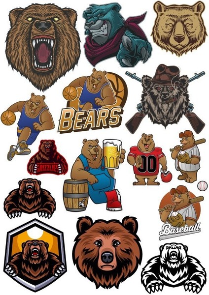 Ayı Sticker Set-6 12 Parça Telefon, Tablet, Defter, Laptop Sticker
