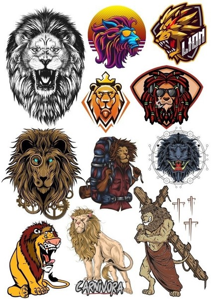 Aslan Sticker Set -5 12 Parça Telefon, Tablet, Defter, Laptop Sticker