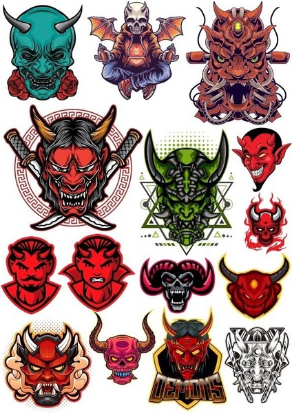 Kuru Kafa Şeytan Sticker Set 14 Parça Telefon, Tablet, Defter, Laptop Sticker