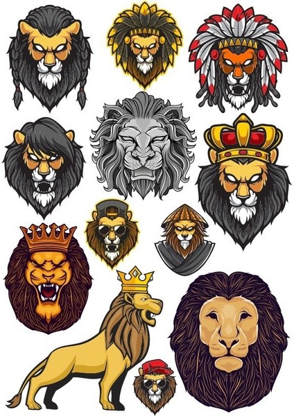 Aslan Kral Sticker Set-1 13 Parça Telefon, Tablet, Defter, Laptop Sticker