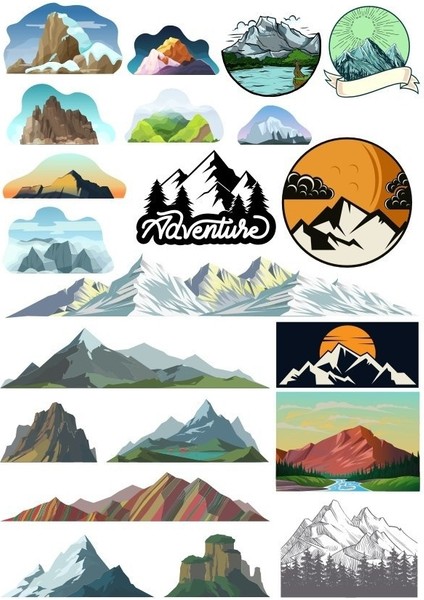 Dağlar Sticker Set-2 19 Parça Telefon, Tablet, Defter, Laptop Sticker