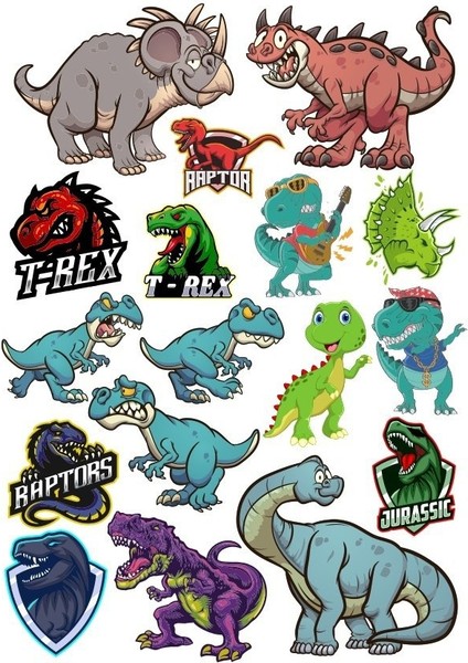 Dino Dinazro Sticker Set-1 9 Parça Telefon, Tablet, Defter, Laptop Sticker