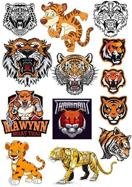 Aslan ve Kaplan Sticker Set 13 Parça Telefon, Tablet, Defter, Laptop Sticker