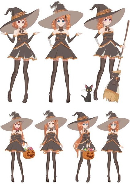 Cadı Peri Sticker Set 7 Parça Telefon, Tablet, Defter, Laptop Sticker