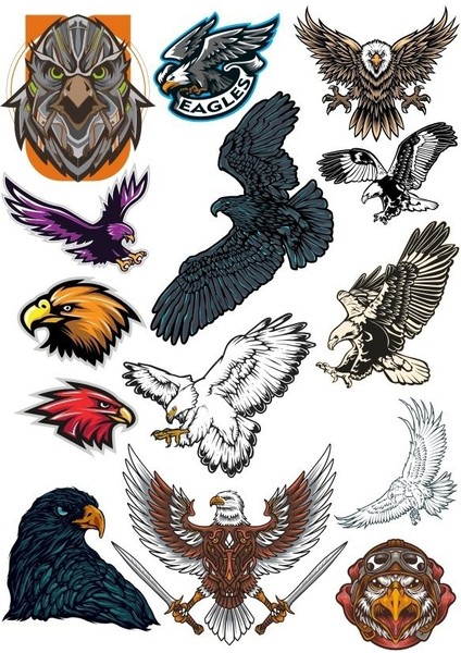 Kartal Eagle Sticker Set-3 14 Parça Telefon, Tablet, Defter, Laptop Sticker
