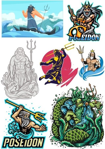 Poseidon Sticker Set-1 9 Parça Telefon, Tablet, Defter, Laptop Sticker