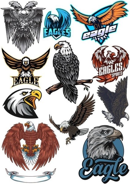 Reysa Tasarım Kartal Eagle Sticker Set 11 Parça Telefon, Tablet, Defter, Laptop Sticker