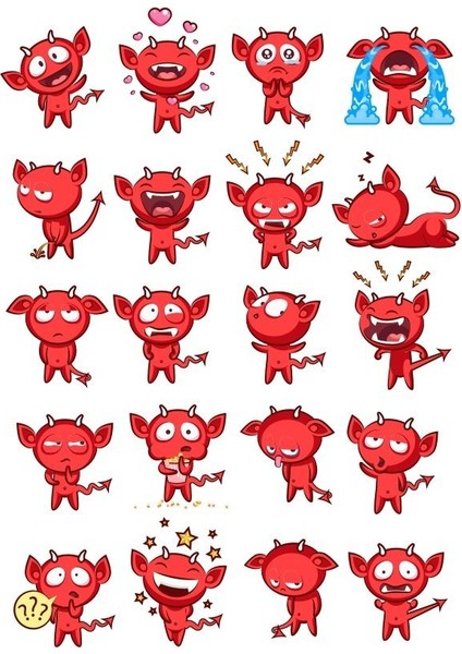 Şeytan Çocuk Sticker Set 20 Parça Telefon, Tablet, Defter, Laptop Sticker