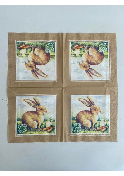 Tavşan Desenli Kağıt Peçete 20LI 33X33CM (Kahverengi) fiyatları