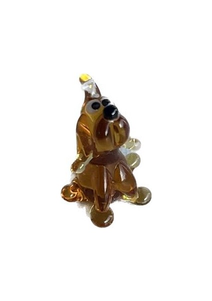El Yapımı Mini Murano Cam Köpek Biblo A121-05
