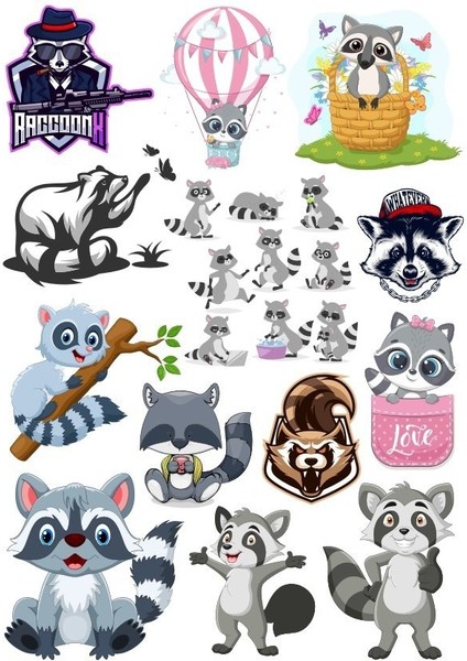Racun Sticker Set-3 17 Parça Telefon, Tablet, Defter, Laptop Sticker