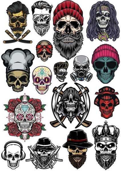 Kuru Kafa Isklet Sticker Set-11 21 Parça Telefon, Tablet, Defter, Laptop Sticker