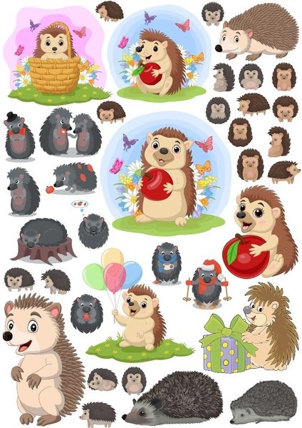 Kirpi Sticker Set 20 Parça Telefon, Tablet, Defter, Laptop Sticker